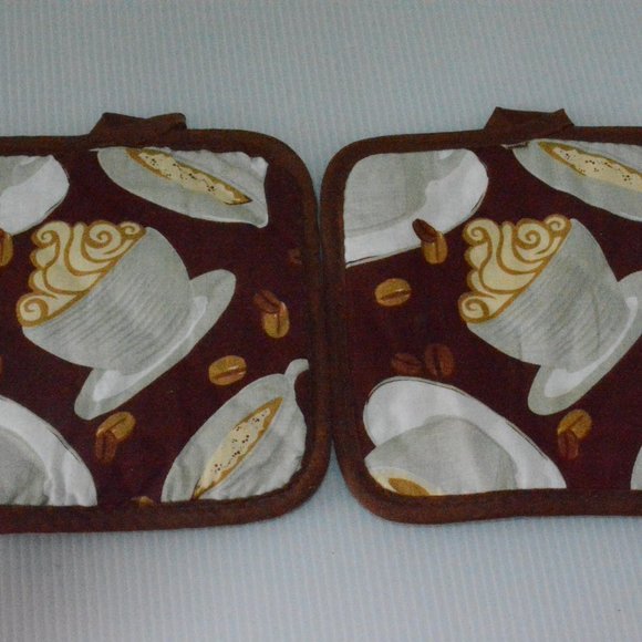 Set of 2 Coffee Bean Cups Brown Kitchen Pot Holder - Picture 6 of 6